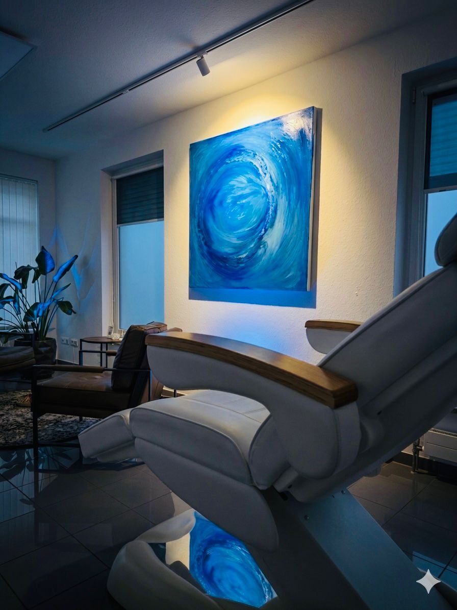 Blaues Großformat in einem modernen Interieur